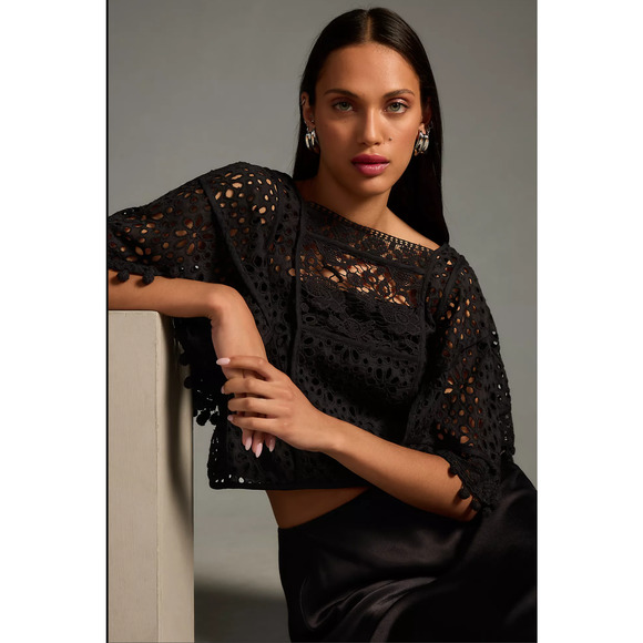 Anthropologie Victorian Cutwork Blouse-New XL - Picture 1 of 6